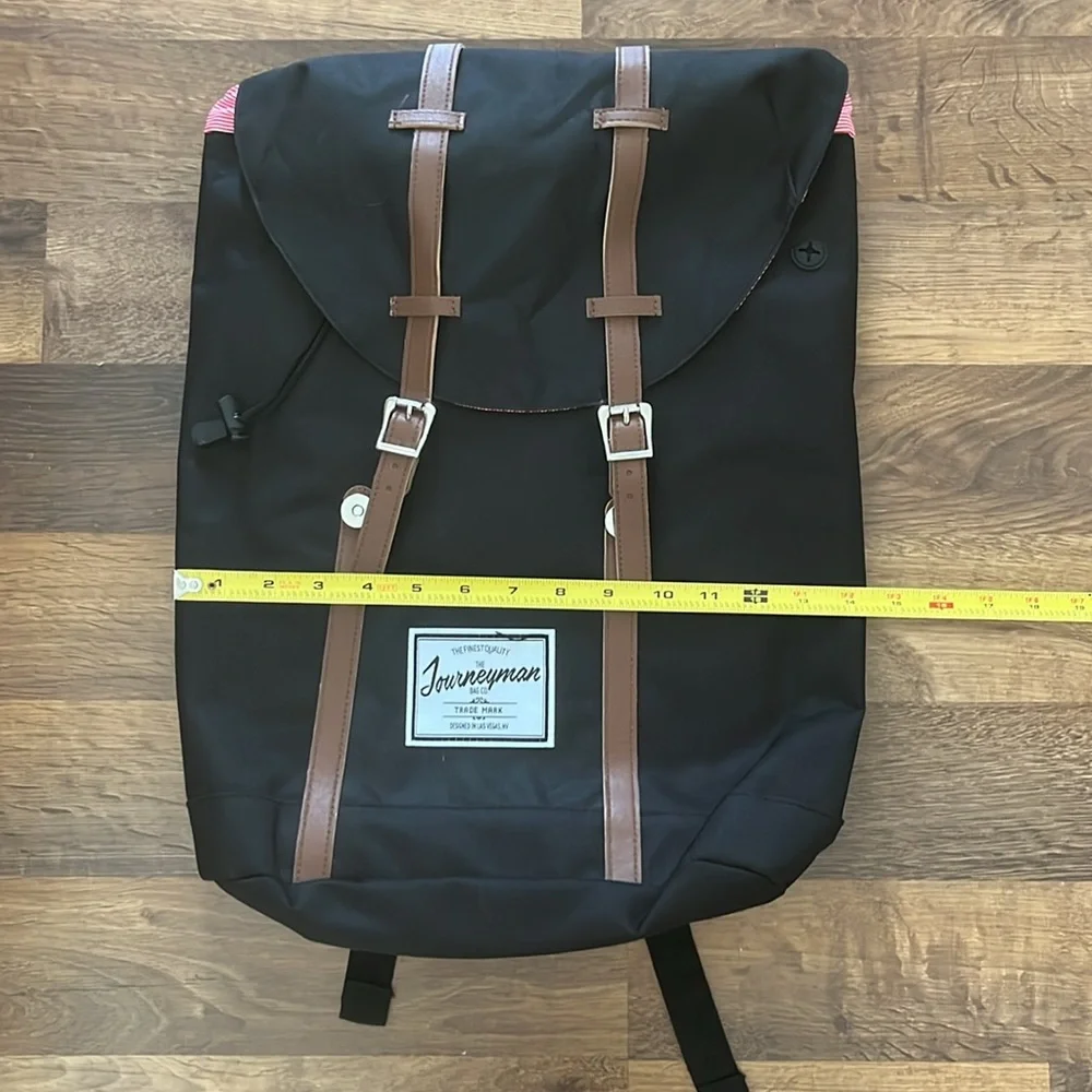 Black Backpack NWT with Brown Leather Straps